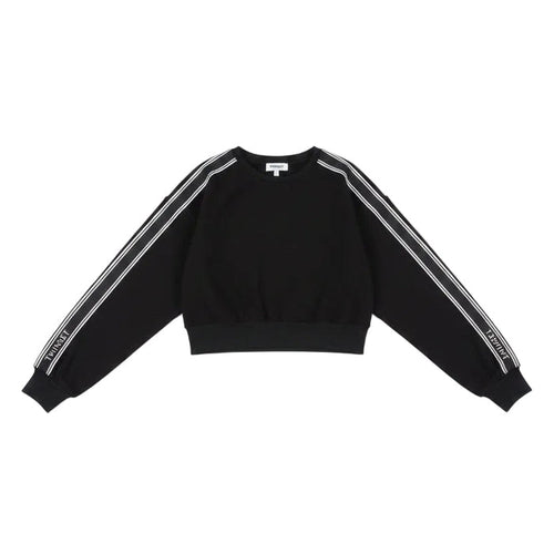 top l/s striped sleeve logo sweatshirt  - black