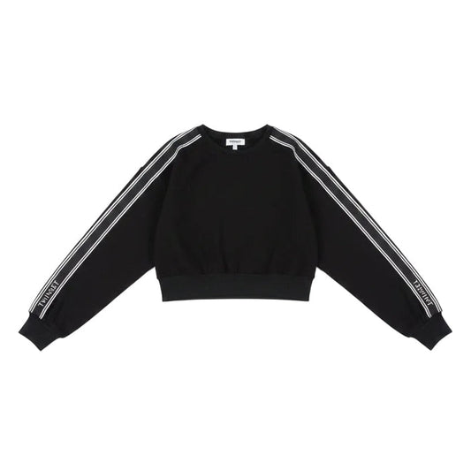 top l/s striped sleeve logo sweatshirt  - black