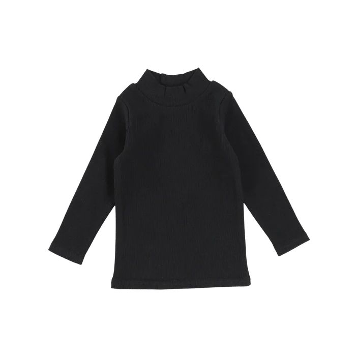 top l/s turtleneck ribbed - black