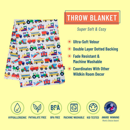 Trains, Planes, and Trucks Plush Throw Blanket - Premium Bags and Totes from Wildkin - Just $49.95! Shop now at Pat's Monograms