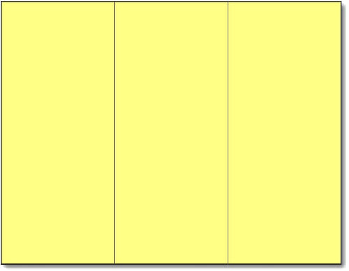 90lb Yellow Tri-fold Brochures measure 8 1/2" x 11", compatible with Inkjet, Laser, and Copier
