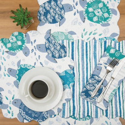Turtle Bay Table Linens table linens displayed as a coordinated tabletop setting.