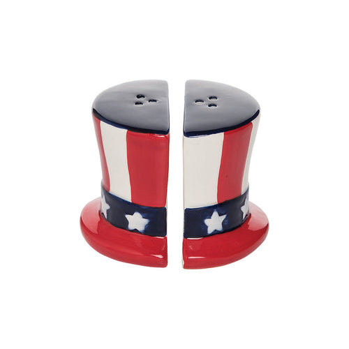 A Uncle Sam Hat Salt & Pepper Shaker Set.