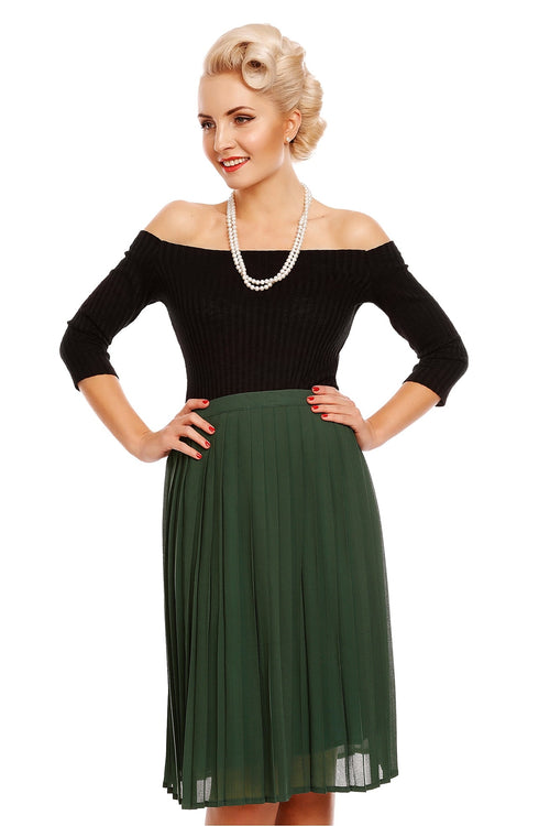 Gloria Off Shoulder Retro Top in Black