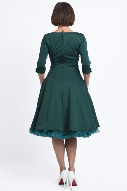 Debra Long Sleeves Stretchy Dress in Green
