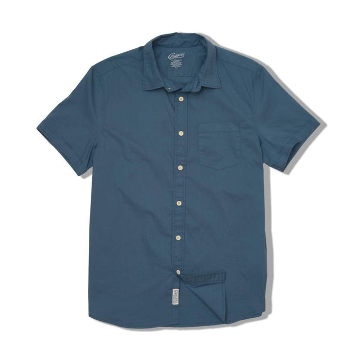 Van Dam 4 Way Stretch Poplin Short Sleeve Shirt - Mallard Blue