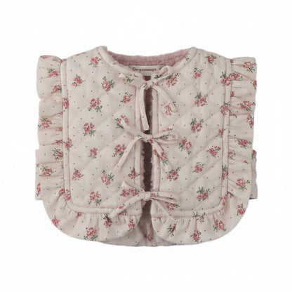 vest padded floral print bow tie - pink