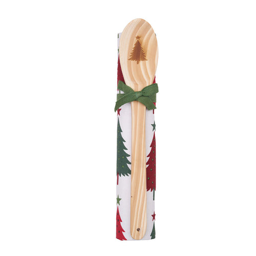 A Whimsical Christmas Tree Kitchen Towel & Spoon Set.
