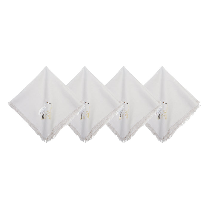 White Egret Table Linens table linens displayed as a coordinated tabletop setting.