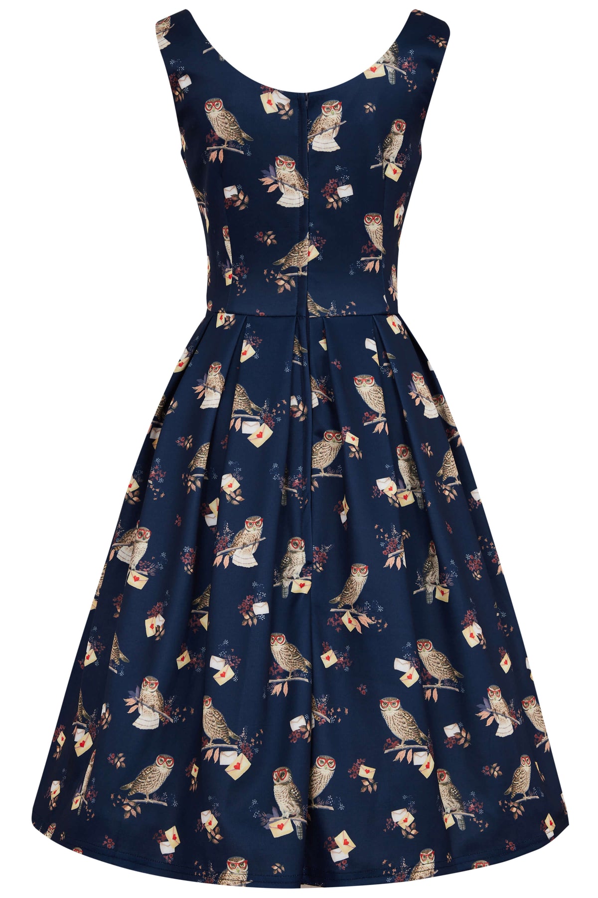 Amanda Owl & Letter Swing Dress in Dark Blue