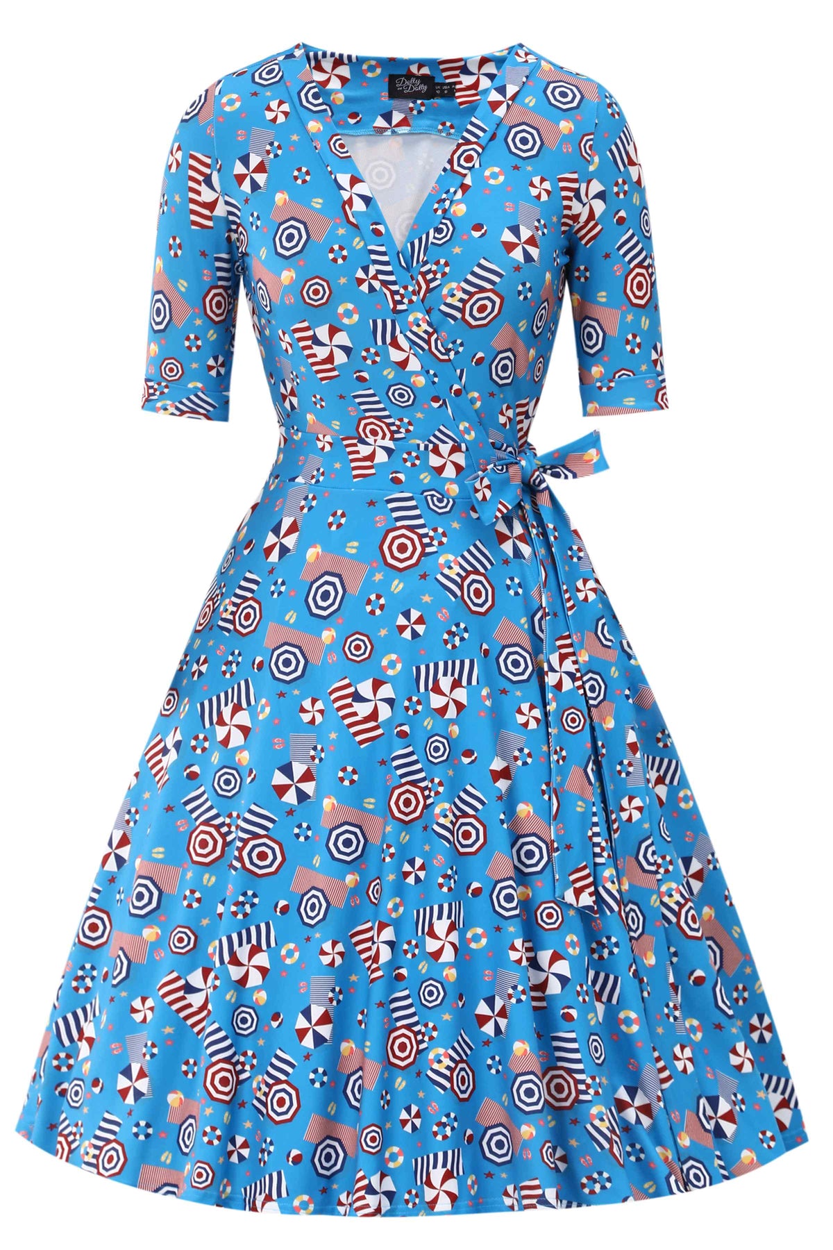 Matilda Wrap Dress In Blue Parasol Print